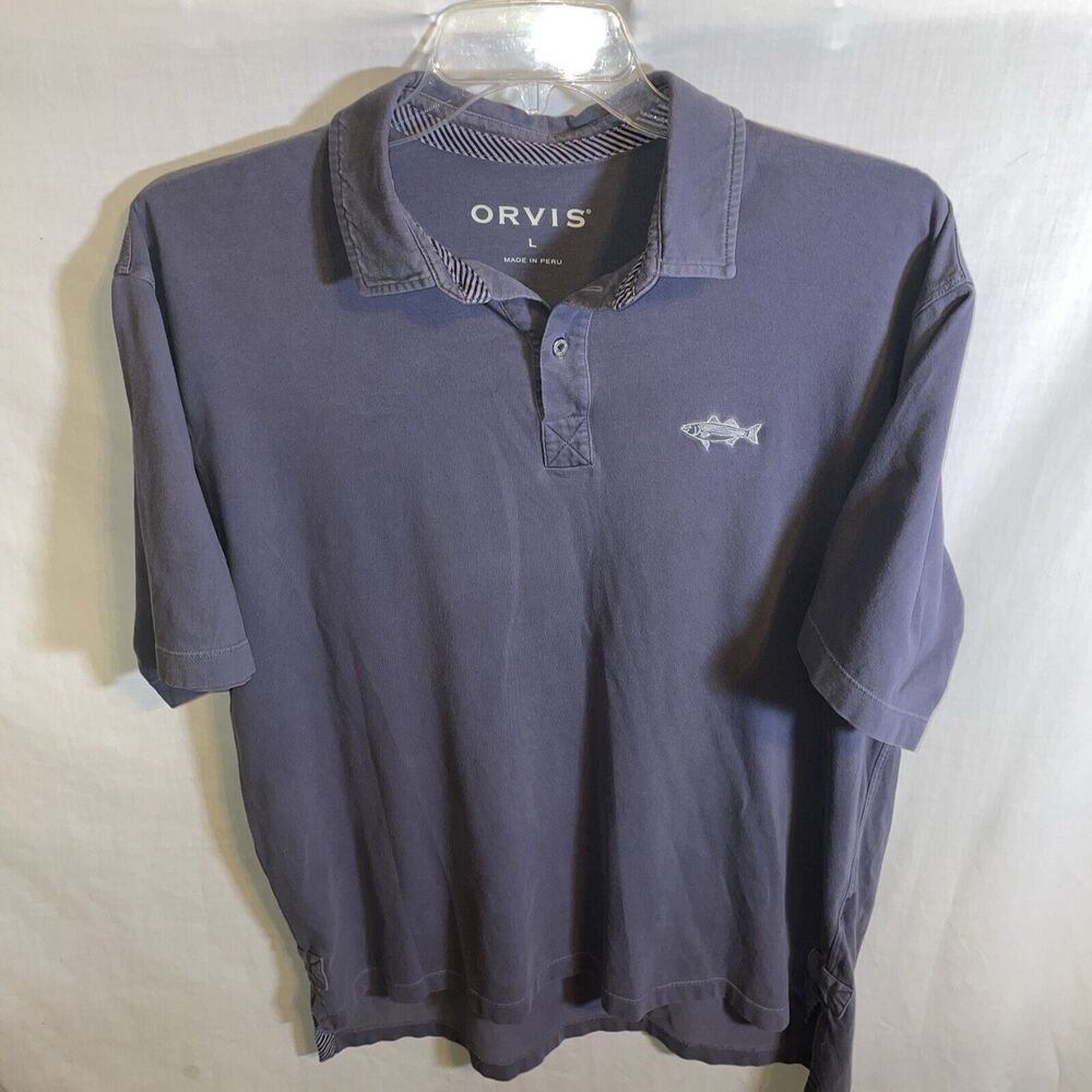 Orvis Men’s Polo Shirt Size Large Purple Gray Athleisure Fishing Activewear